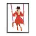 Stupell Industries Woman Wearing Red Dress Relaxing Park Swing Graphic Art Black Framed Art Print Wall Art Design by Amelia Noyes