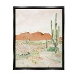 Stupell Industries Cactus Plants Dry Desert Scene Distant Cliffs Painting Jet Black Floating Framed Canvas Print Wall Art Design by Lanie Loreth