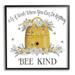 Stupell Industries Bee Kind Encouraging Phrase Floral Decorated Hive Graphic Art Black Framed Art Print Wall Art Design by Deb Strain