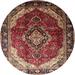 Ahgly Company Indoor Round Traditional Saffron Red Persian Area Rugs 4 Round