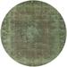 Ahgly Company Machine Washable Indoor Round Industrial Modern Dark Olive Green Area Rugs 5 Round