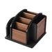 Desk Organizer TV Remote Control Caddy Revolving Wooden Desktop 5 Compartment