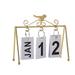 Nordic Style Desk Calendar Reusable Iron Frame Standing Metal Stand Perpetual Calendar for Farmhouse Home Office Decoration Accessories Gold