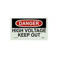 National Marker Glow Labels - Danger High Voltage Keep Out 3X5 Adhesive Vinylglow 5/Pk GD139AP