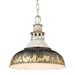 Kinsley Large Pendant in Aged Galvanized Steel with Antique Black Iron Shade