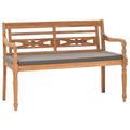 Anself Garden Bench with Dark Gray Cushion Teak Wood Patio Porch Chair Wooden Outdoor Bench Steel Frame for Backyard Balcony Park Lawn 47.2 x 20.3 x 33.1 Inches (W x D x H)