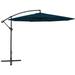 Anself Cantilever Umbrella with Cross Base Folding Parasol Blue for Patio Backyard Terrace Poolside Beach Lawn Outdoor Furniture 137.8 Inches