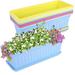 Thicken Window Box Planter 1 Pack Plastic Vegetable Flower Planters Boxes 17 Inches Rectangular Flower Pots with Saucers for Indoor Outdoor Garden Patio Home Decor (Blue)