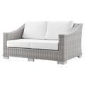 Lounge Loveseat Sofa Rattan Wicker Light Grey Gray White Modern Contemporary Urban Design Outdoor Patio Balcony Cafe Bistro Garden Furniture Hotel Hospitality