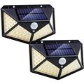 Outdoor Solar Light 2 Pack 100 LED 3 Motion Sensor Working Modes 270Â° Lighting Angle Upgraded Solar Powered Wall Light Security Lights