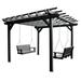 Highwood Bodhi 12 x 12 Pergola with 2 Lehigh 4ft Swing