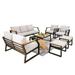 7 Pcs Outdoor Patio Furniture Set Aluminum Conversation Set Sectional Sofa Set with Table and Ottoman Black