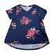 Lularoe Tops | Lularoe Navy Blue With Red Floral Short Sleeve T Shirt 2xl | Color: Blue | Size: 2xl