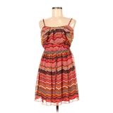 BCX Casual Dress - Mini Plunge Sleeveless: Orange Chevron/Herringbone Dresses - Women's Size Medium