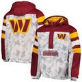 Men's Starter White/Burgundy Washington Commanders Thursday Night Gridiron Raglan Half-Zip Hooded Jacket