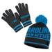 Women's WEAR by Erin Andrews Black Carolina Panthers Double Jacquard Cuffed Knit Hat with Pom and Gloves Set