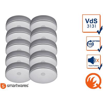 10er-Set Rauchmelder mit 10 Jahres Lithium Batterie, VDS, Q-Siegel Image