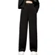 Pantalon Blazer noir pour adolescentes en coton taille haute Long mode coréenne jambes larges