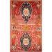 Animal Pictorial Red Shiraz Persian Vintage Rug Handmade Wool Carpet - 3'10" x 5'10"