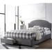 Modern Design Charcoal Upholstered Storage Bed with Nailhead Trim