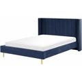 Letto matrimoniale con doghe 160 x 200 cm velluto blu marino Villette - Blu