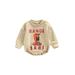 Gureui Toddler Infant Baby Girls Boys Casual Rompers Letter Print Western Cowboy Long Sleeve Sweatshirt Jumpsuit