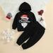 FZM Christmas Toddler Baby Kids Boys Suit Christmas Letters Long Sleeve Hooded Top Pants 2PCs Set Outfits