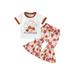 LWXQWDS Infant Toddler Baby Girls Halloween Clothes Short Sleeve Pumpkin Print T-shirt+ Bell-Bottoms Pants Casual Outfits Pink 18-24 Months