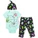 Disney Pixar Monsters Inc. Mike Boo Sully Infant Baby Boys Bodysuit Pants and Hat 3 Piece Outfit Set Newborn to Infant