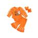 ZIYIXIN 3Pcs Newborn Baby Girls Halloween Outfits Boo Romper Bodysuit and Flared Pants Headband Fall Clothes Orange 0-3 Months