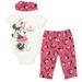 Disney Minnie Mouse Bodysuit Pants and Headband 3 Piece Outfit Set Newborn to Infant