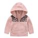 Konbeca Kids Hooded Jacket Polar Fleece Jacket Baby Hooded Thick Outerwear Boys Girls Leopard-print Zipper Fleece Long Sleeve Jacket Fall Winter Hoodie Sweatshirt Pink 3-4 Years