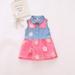 Eleanos Child Baby Girl Sleeveless Floral Lace Denim Shirt Floral Net Yarn Princess Tutu Skirt