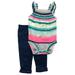 Carters Infant Girls Colorful Stripes Outfit Tank Top Bodysuit & Pants Set 3m