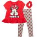 Disney Minnie Mouse Toddler Girls Peplum T-Shirt Leggings and Scrunchie 3 Piece Outfit Set Toddler to Little Kid