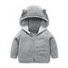 Konbeca Winter Down Coats for Kids Toddler Ears Hooded Down Jacket Boys Girls Thicken Warm Bear Hoods Outerwear Infant Cute Ear Zipper Solid Outfits Baby Jackets Gray 4-5 Years