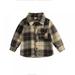 Xmarks Little Kids Toddler Baby Boy Girl Shirt Jacket Plaid Long Sleeve Button Down Fall Flannel Shacket Coat Tops Black 6M-5T