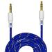 3 x Premium 3.5mm Nylon Tangle Free Auxiliary Aux 3 Feet Male to Male Stereo Audio Cable for Headphones iPods iPhones iPads Home / Car Stereos and More - Blue