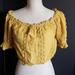 American Eagle Outfitters Tops | American Eagle Women's Yellow Bohemian Crochet Lace Boho Crop Top Tassel Large S | Color: Yellow | Size: S