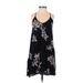 Mimi Chica Casual Dress - A-Line V Neck Sleeveless: Black Floral Dresses - Women's Size X-Small