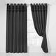 LEWIS'S Denver Faux Silk Eyelet Curtains - Pleated Border Eyelet Curtains - Easy Hang Polyester Lined Curtains For Bedrooms, Living Rooms [8 Colours, 5 Sizes] (Black, 90inchx72inch)