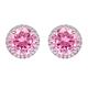 Hiqmic 925 Sterling Silver 4.5ct 8mm Round Ruby Emerald Sapphire Amethyst Zirconia Earrings Ear Stud Piercing White Gold Plated Fashion Jewellery Gift, WA91001 Pink