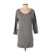 Gap Casual Dress - Shift Scoop Neck 3/4 sleeves: Gray Print Dresses - Women's Size X-Small