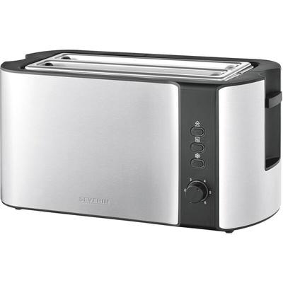 Severin - AT2590 Toaster Langschlitz-Toaster Edelstahl-gebürstet-schwarz 1400 Watt