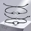 Vnox – Bracelets à breloques Infinity Love pour femmes Bracelet tressé à la main en corde noire