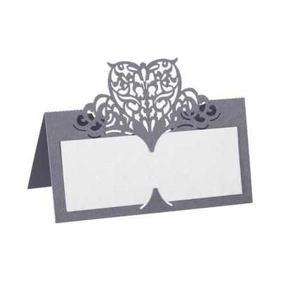 Table Name Place Cards,25Pcs Hollow Butterfly Cut Design Seat Blank Card, Grey