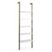 5-Shelf Wood Ladder Bookcase with Metal Frame