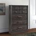 50 Inch 5 Drawer Wooden Chest with Grain Details, Gray