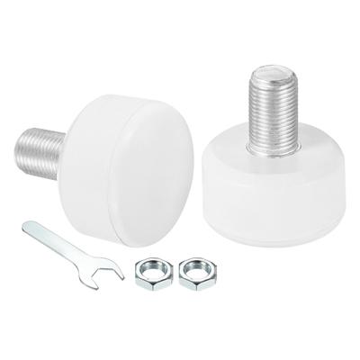 Roller Skate Toe Stops Rubber Brake Stoppers Block with Bolts 82A Round, White