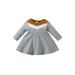 Binwwede Baby Girl A-Line Dress Contrast Color Long Sleeve Round Neck Spring Autumn Casual Dress